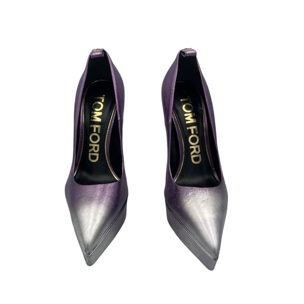 Tom Ford Ombré Metallic Leather Platform Pumps Purple Silver EU 37 US 7 - Picture 2 of 12